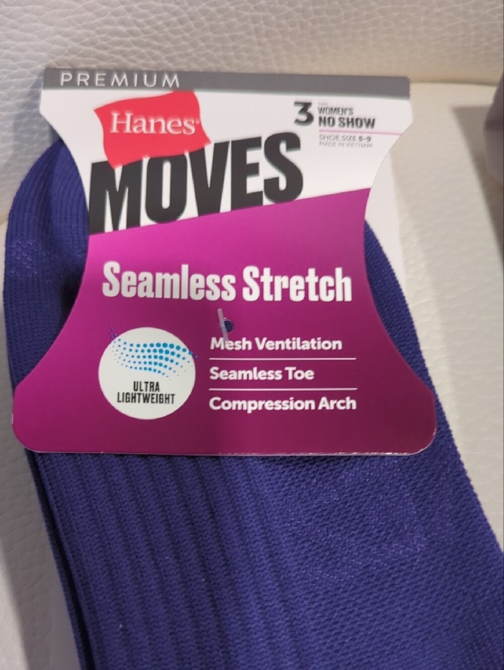 6 Pairs Women's Seamless Stretch Socks - Purple & Black - Picture 2 of 3